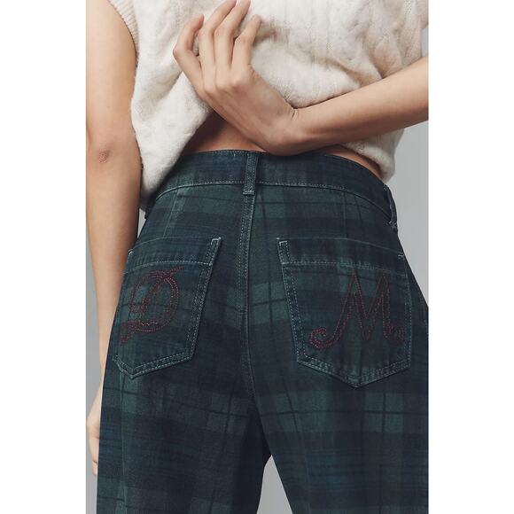 $180 New Damson Madder Neve High Rise Straight Jeans - Blue Plaid - 2 - Picture 5 of 14